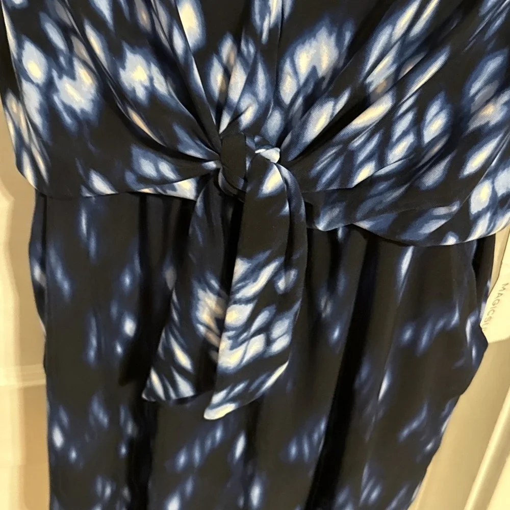 Magicsuit Womens Blue Multi Indigo V-Neck Tie Dye Kami Swim Dress Size 10 Pocket